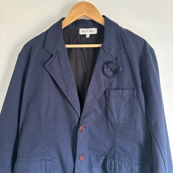 Alex Mill Navy Jacket adorned with a fun flower.  Comfy and versatile XL. - Picture 13 of 16